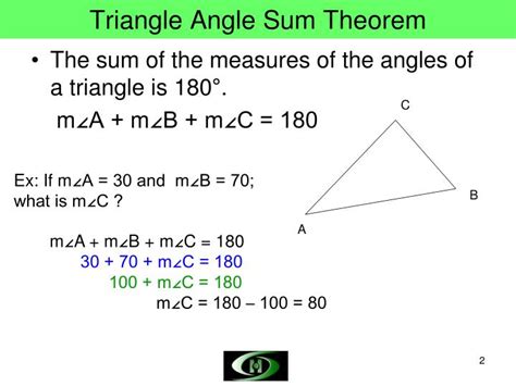 PPT - Triangle Angle Sum Theorem, Triangle Exterior Angle Theorem PowerPoint Presentation - ID ...