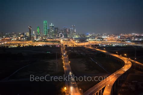 Dallas Skyline Aerial Night