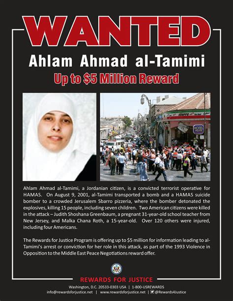 Ahlam Ahmad al-Tamimi – Rewards For Justice