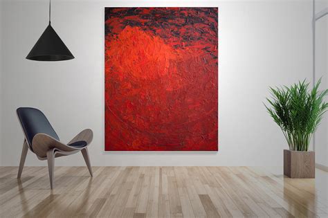 Abstract Red Black Skies contemporary painting by Svein Koningen