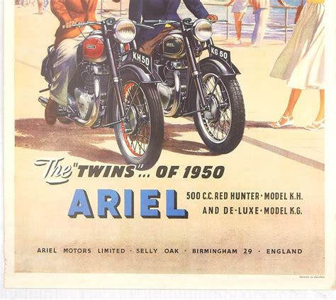 Original Vintage Poster Ariel Motorcycles The Twins Red Hunter Deluxe ...