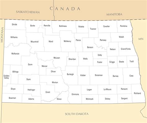 Usa States Series North Dakota Political Map With Cou - vrogue.co