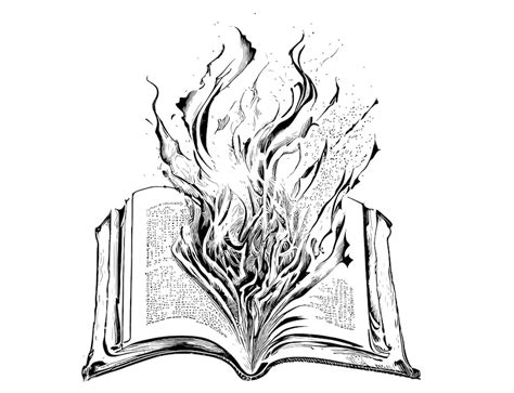 Premium Vector | Book open and burning in fire hand drawn sketch vector illustration