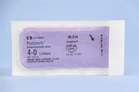 Covidien Suture, UL214, 4-0, Polysorb undyed 30" CVF-23 taper - eSutures