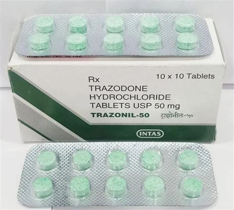 TRAZONIL 100MG TABLET (Trazodone Hydrochloride Tablets), 10 X 10 at Rs ...