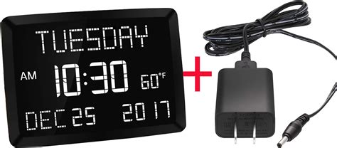 Amazon.com: Mesqool Digital Wall Calendar Clock with Temperature+ Power ...