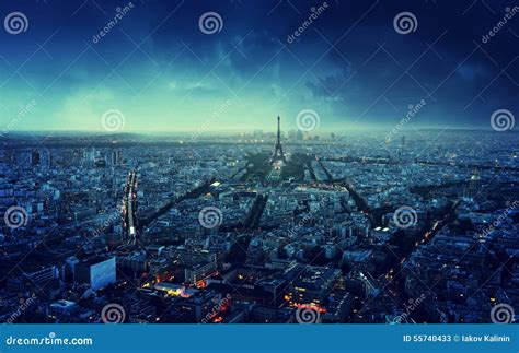 Paris Skyline at Sunset, France Stock Image - Image of landscape, europe: 55740433