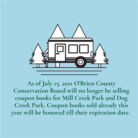 Mill Creek Park & Dog Creek Park Camping Coupons - Prairie Heritage Center | O'Brien County ...