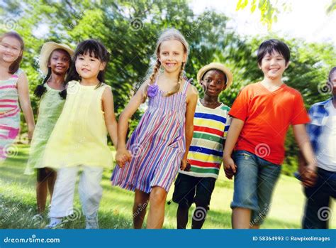 Diverse Children Friendship Playing Outdoors Concept Stock Image - Image of colorful, childhood ...