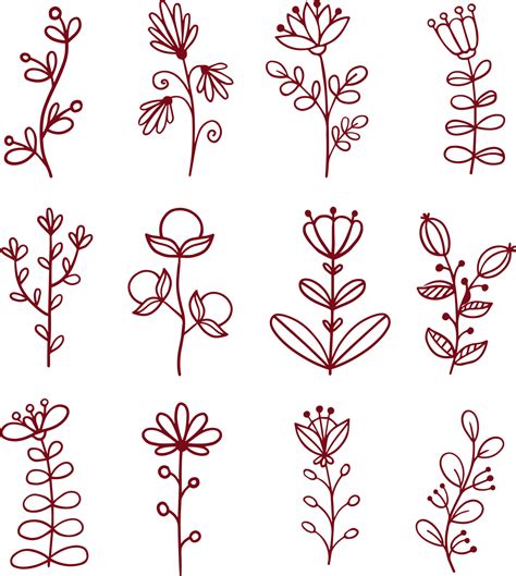 Stripes doodle flower and leaf free hand drawing sketch vector. Simple style 12272440 Vector Art ...