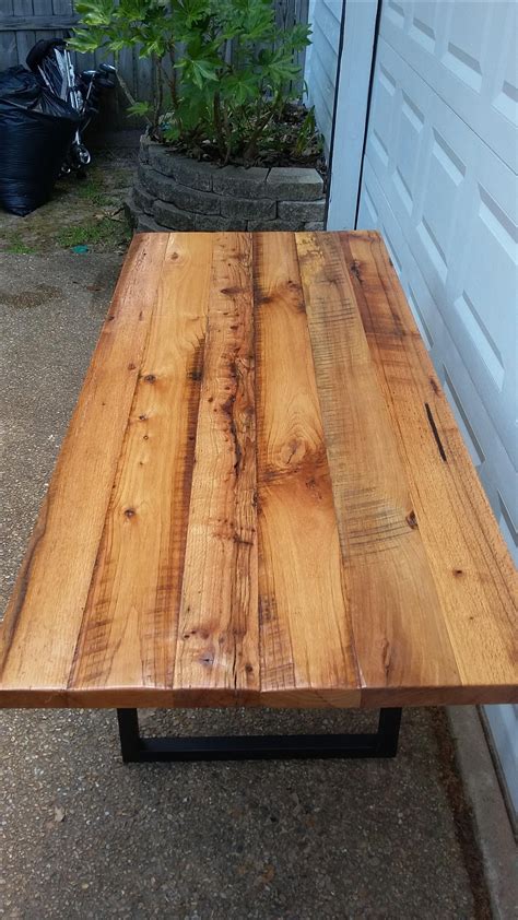 Buy a Hand Made Reclaimed Wood Dining Table - Metal Base, made to order from SOMCO Furniture ...