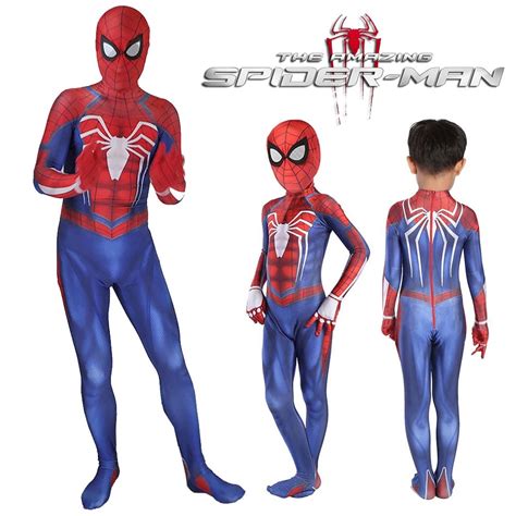 Spider Man PS4 Cosplay Costume Video Game 3D Print Spiderman Full Bodysuit Halloween Costume For ...