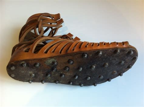 Replica of 2,000 year old Roman shoe with hobnails at the Roman Army ...