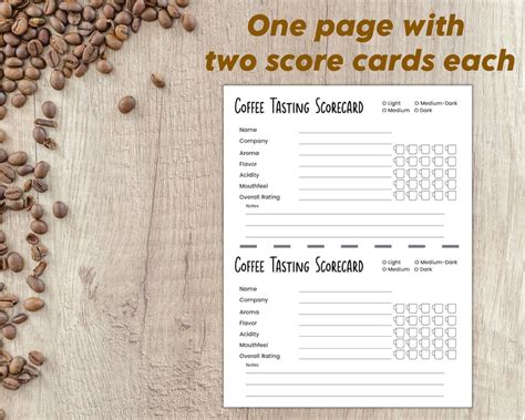 Coffee Tasting Notes Score Card Tasting Flight Coffee - Etsy