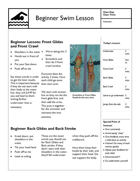 Swim Lesson Plan – Beginner Lesson Template | Swimming Lessons Ideas #nutritionplanwebsite ...