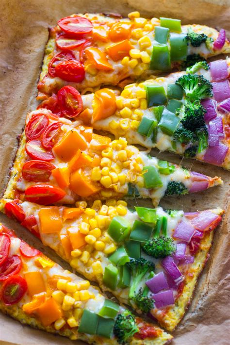 Rainbow Cauliflower Crust Pizza Gimme Delicious