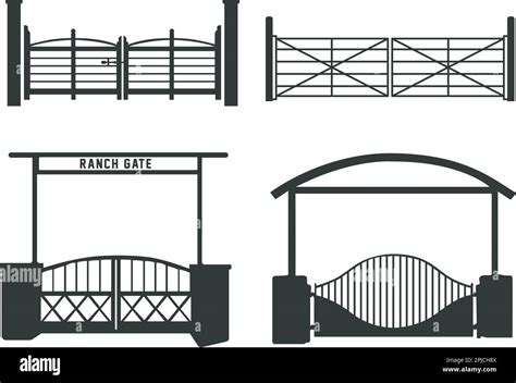 Ranch gate silhouette, Farm fence silhouette, Ranch gate SVG, Ranch gate illustration Stock ...