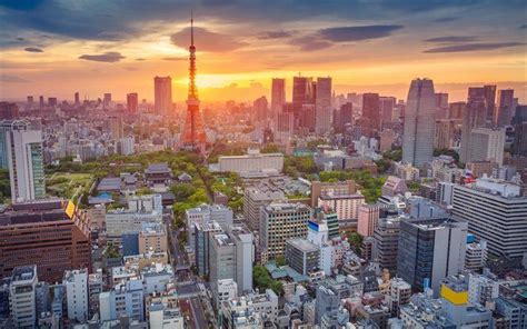 Herunterladen hintergrundbild tokyo, japan, sonnenuntergang, stadt ...