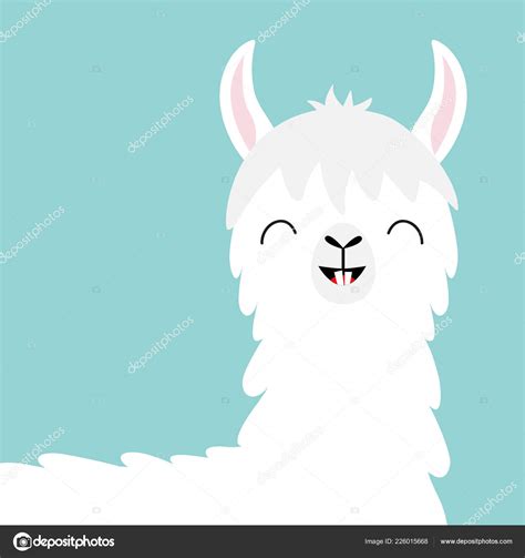 Llama Alpaca Head Face Tooth Smile Cute Cartoon Funny Kawaii Stock ...