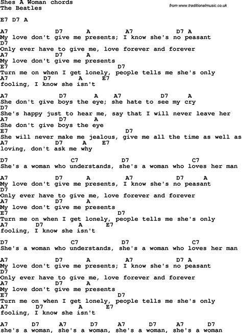 She’s A Woman | Beatles music, Guitar chords for songs, Lyrics and chords