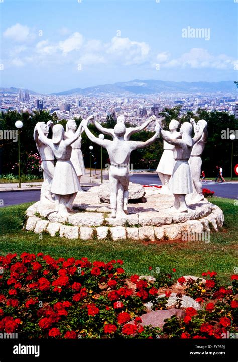 Sardana Dance Monument overlooking Barcelona,Catalonia,Spain Stock Photo - Alamy