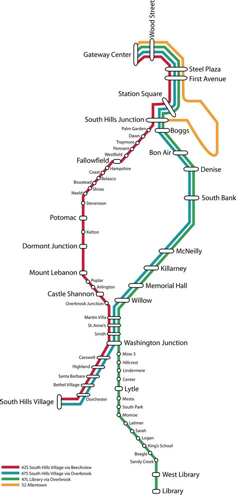 Pittsburgh Light Rail Map (metro) - MapSof.net