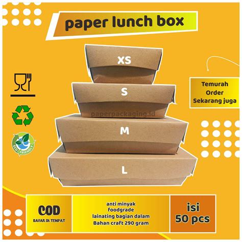 Lunch box paper Kraft coklat ( isi 50 ) laminasi ukuran xs/ s / m / l / kotak kardus kemasan ...