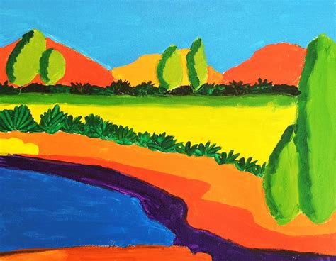 Colorful Landscape with Primary and Secondary Colors