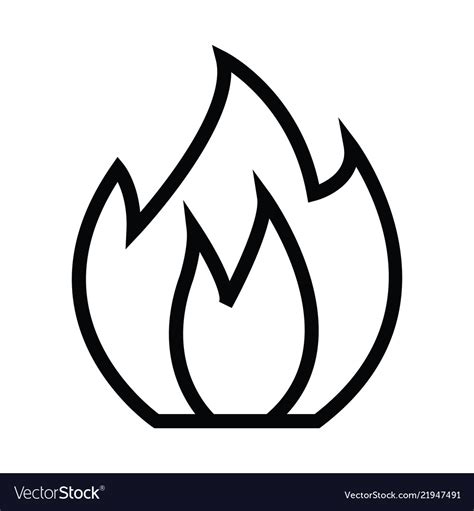 Fire icon with outline line Royalty Free Vector Image