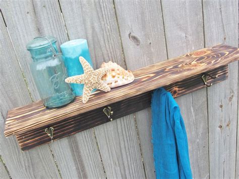 Custom Made Rustic Wood Shelf With Hooks Made From Reclaimed Pallet Wood Coat Rack by Reclaimed ...