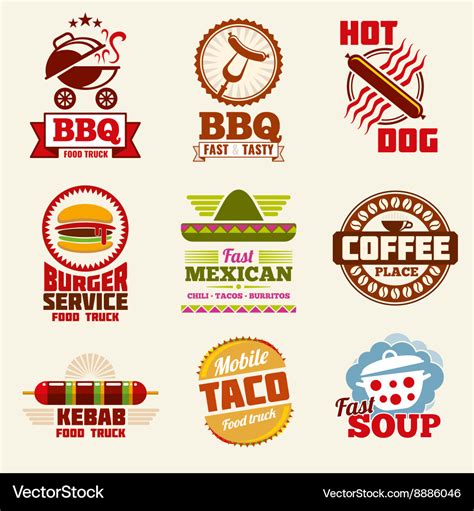 Fast food logo emblems labels and badges Vector Image