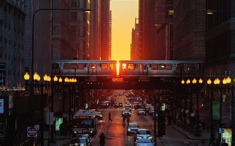 Chicago, Illinois, City, Sunset, Street, Metro, Car Wallpapers HD / Desktop and Mobile Backgrounds