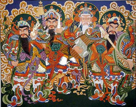 사천왕 Four Heavenly Guardian Kings. Originally associated with Buddhism, but… Korean Art, Asian ...