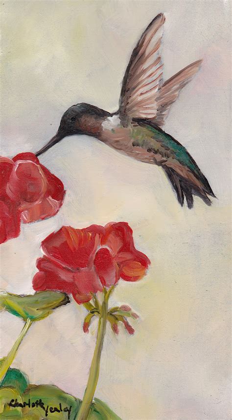 Daily Painters of Pennsylvania: Hummingbird on Geranium Oil painting by ...