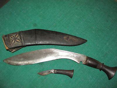 Antique Kukri Knife & Sheath - Old Curved Blade Knifes -- Antique Price Guide Details Page