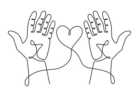 Hand with heart love symbols, continuous one line drawing. 4374194 Vector Art at Vecteezy