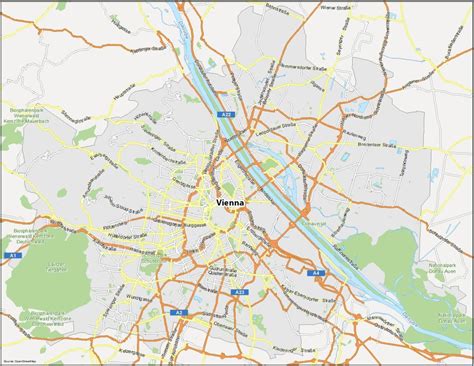 Map of Vienna, Austria - GIS Geography