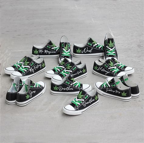 Weed Cannabis Shoes Best Custom Personalized Name Black Low | Etsy