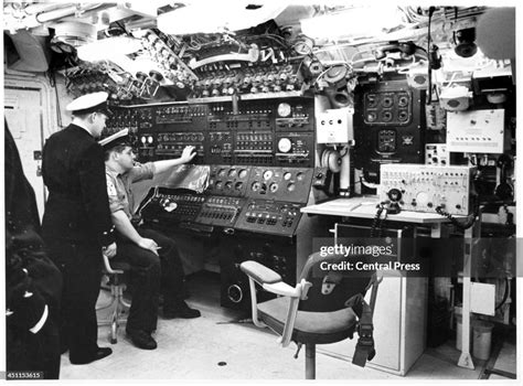 An interior view of the control room of the Polaris submarine in ...