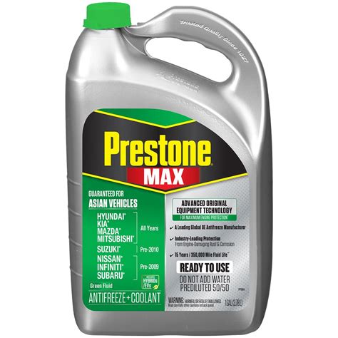 Prestone Antifreeze/Coolant Asian Green 50/50 Premixed 1 Gallon