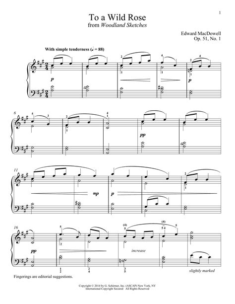 To A Wild Rose Sheet Music | Richard Walters | Piano