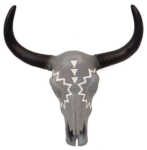 Union Rustic Polyresin Faux Longhorn Bull Tribal Bull Skull Hanging ...