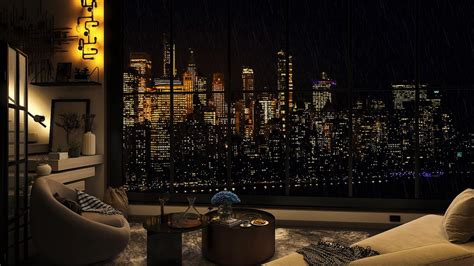 A Rainy Night in NYC Cozy Apartment... | for My Youtube Ambience ...