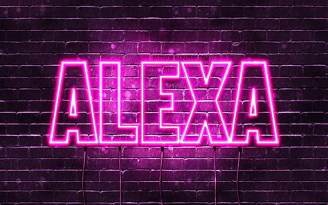 Download wallpapers Alexa, 4k, wallpapers with names, female names, Alexa name, purple neon ...