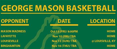 GMU Men’s Basketball Conference Schedule Released | Fourth Estate