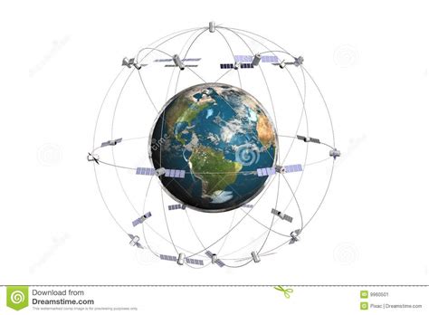 Satelliet en aarde stock illustratie. Illustration of kromme - 9960501