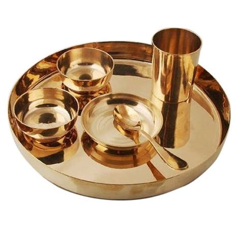 K&T Golden Pure brass Thali Set, Rs 1350 /piece K&T EXIM IMPEX | ID ...