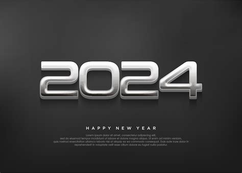 Premium Vector | Silver metallic modern happy new year 2024 number