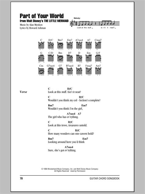 Part Of Your World by Alan Menken - Guitar Chords/Lyrics - Guitar ...