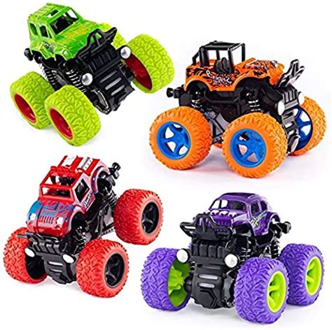 Buy DD perfect 4 Pack 4WD Monster Truck Cars Push and Go Toy Trucks ...